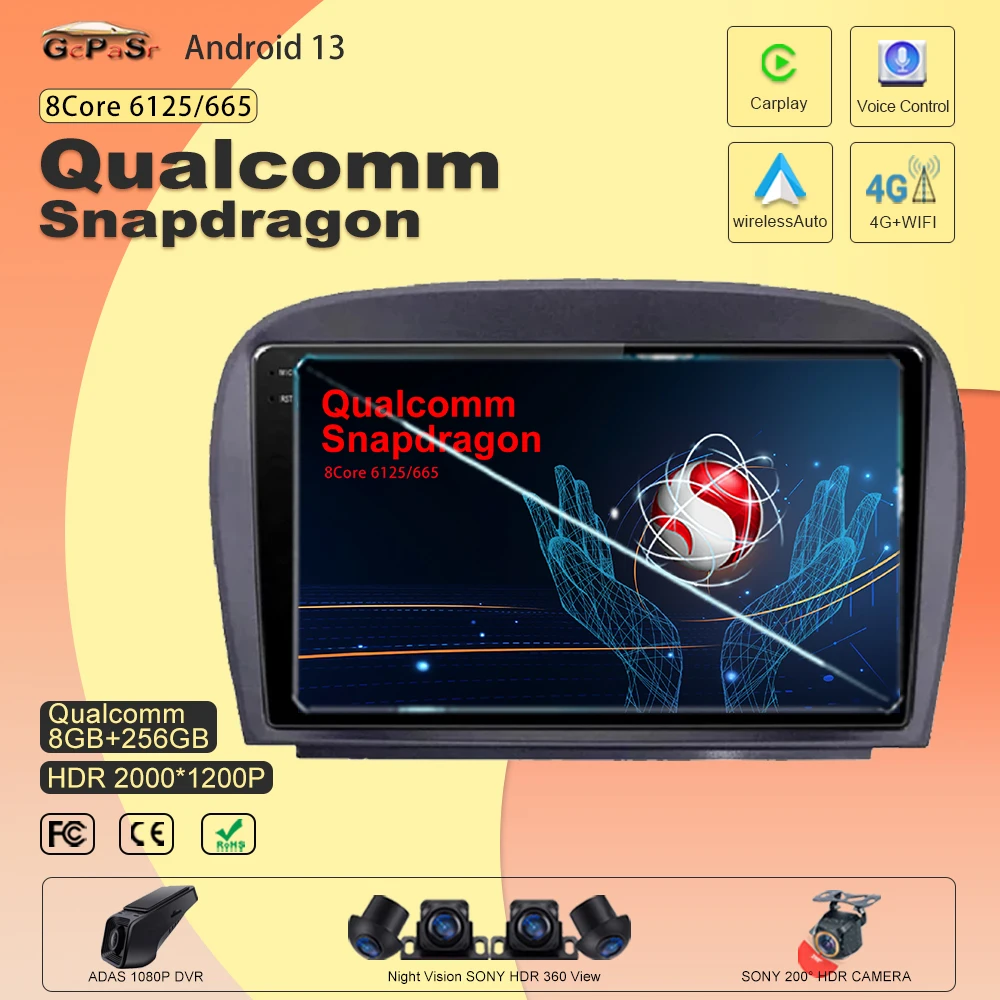 Qualcomm Snapdragon Android 13 Lettore Autoradio Per Mercedes Bens Sl R230 Sl350 Sl500 Sl55 Sl600 Sl65 2001-2007 Carplay Auto Bt