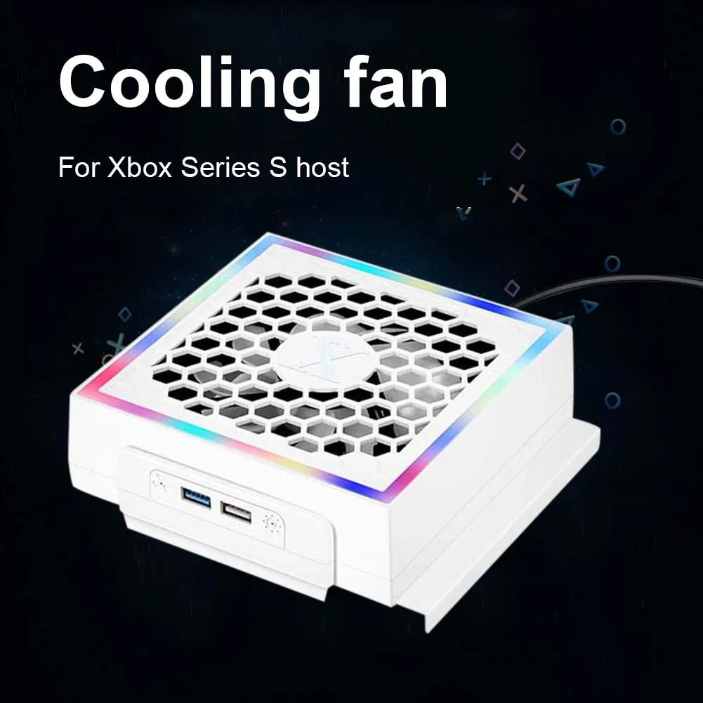 LED Console Fan Cooling 3 Gears Adjustable 5V 2.4A Console Fan 7 Lighting Modes Decoration Gaming Accessories for Xbox Series S