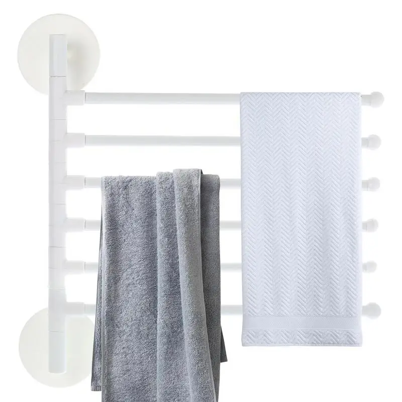 

Swivel Towel Rail Rotating Punch-Free Space Saver Towel Rack Organizer Folding Multiple Arm Wall Mounted Swing Hanger Towel Rail
