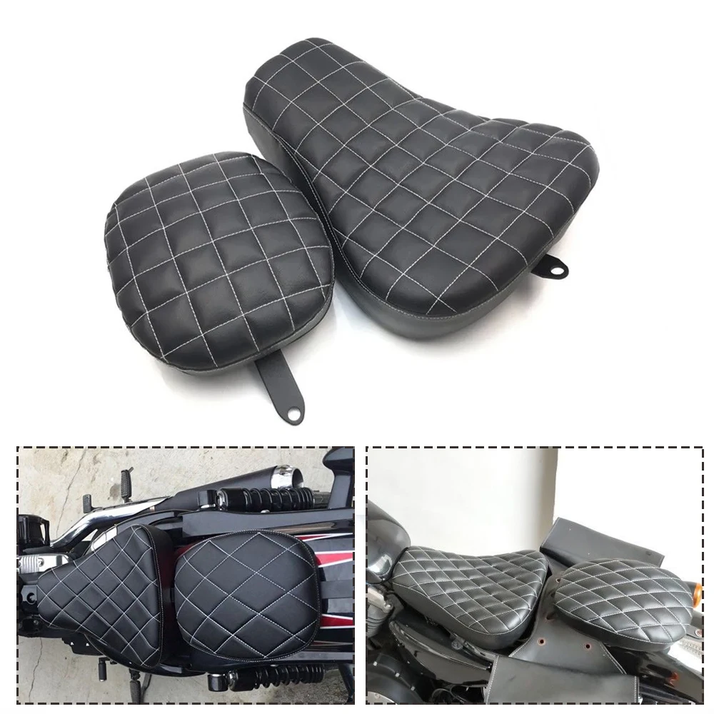 

Universal Motorcycle Front Rear Passenger Cushion Pillion Seat Pad For Touring Sportster XL883/1200 04-17 Dyna Chopper Custom