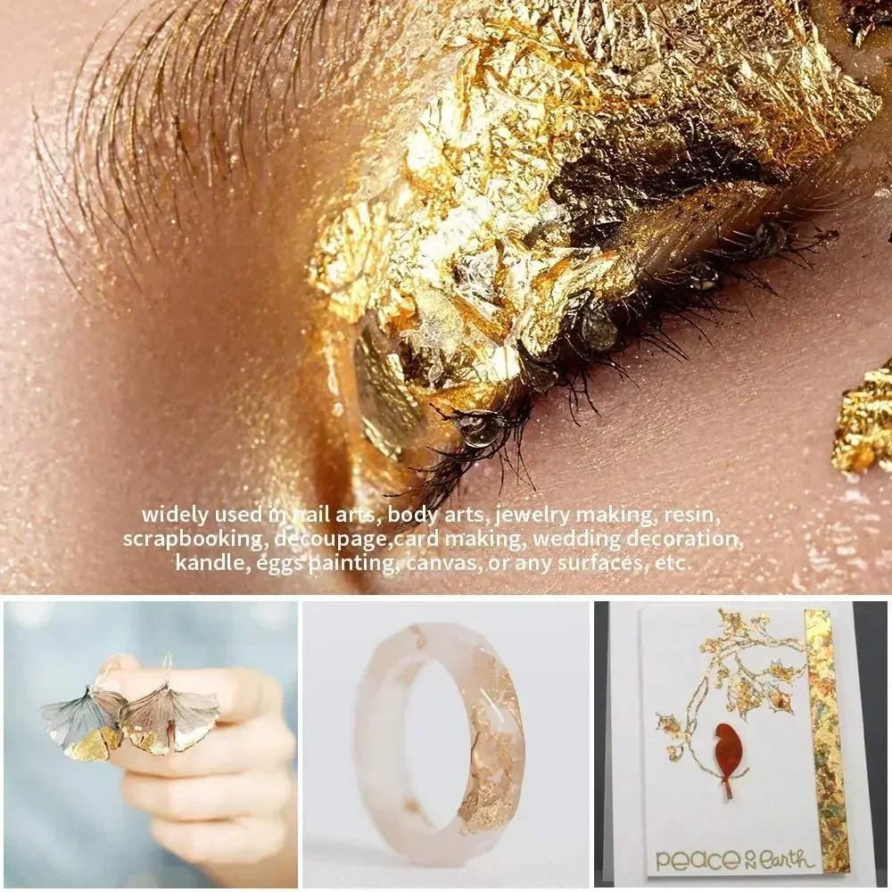 Imitation Gold Leaf Sheets 10pcs 8x8.5cm Sliver & Red Foil DIY Artisans Craft Design Decoration