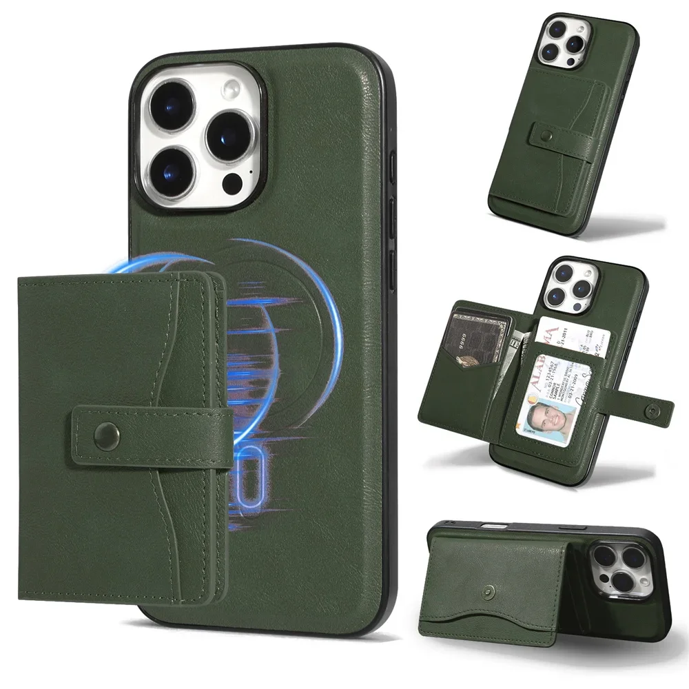 Leather MagSafe Magnetic Wallet and Card Holder Phone Case