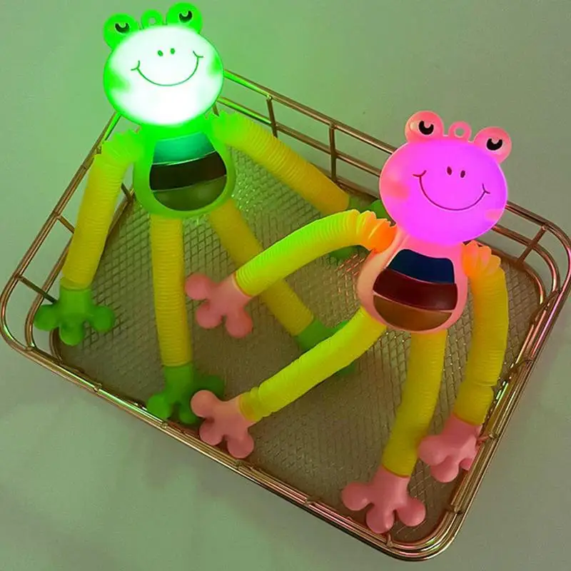 

Light Up Pop Tubes Luminous PopTube Light Up Stress Relief Sensory Fidget Toy Fine Motor Skills For Toddler Telescopic Tube Frog