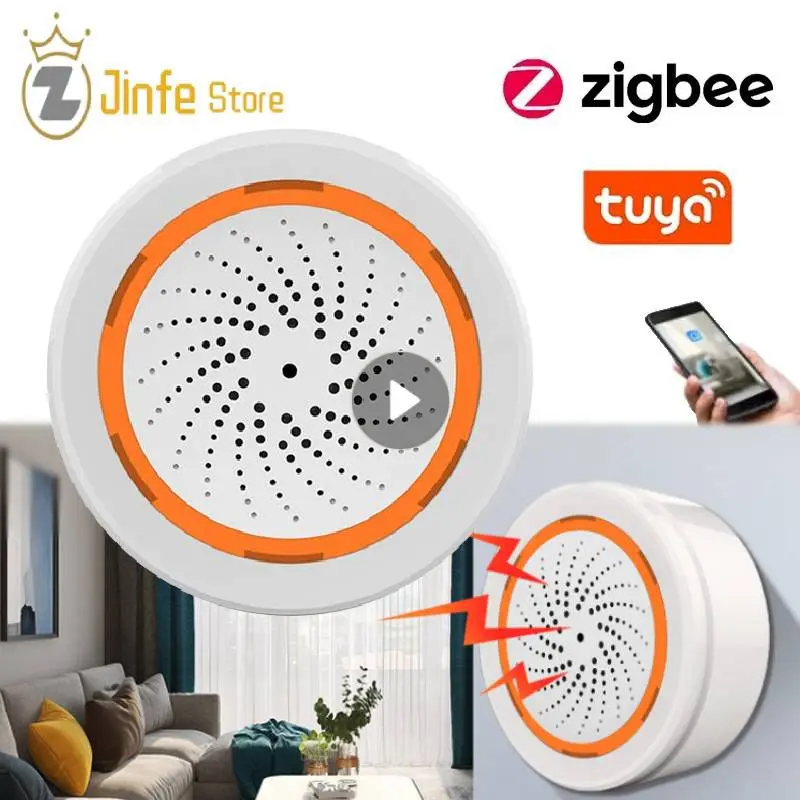 Tuya Zigbee Smart Siren Alarm Sensore Di Umidità Della Temperatura Home Family Security Con Avvisi Stroboscopici Funziona Con Tuya Smart Home Hub