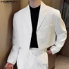 INCERUN Men Blazer Solid Color Lapel Long Sleeve Streetwear Casual Suits Autumn One Button 2023 Fashion Male Crop Coats S-5XL 1