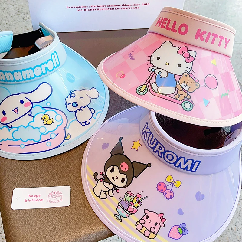 

Sanrio New Kids Sun Hats Hello Kitty Kuromi Cinnamoroll Children Summer Visors Outdoor Fashion Hat Cute Cartoon Summer Hat Gift