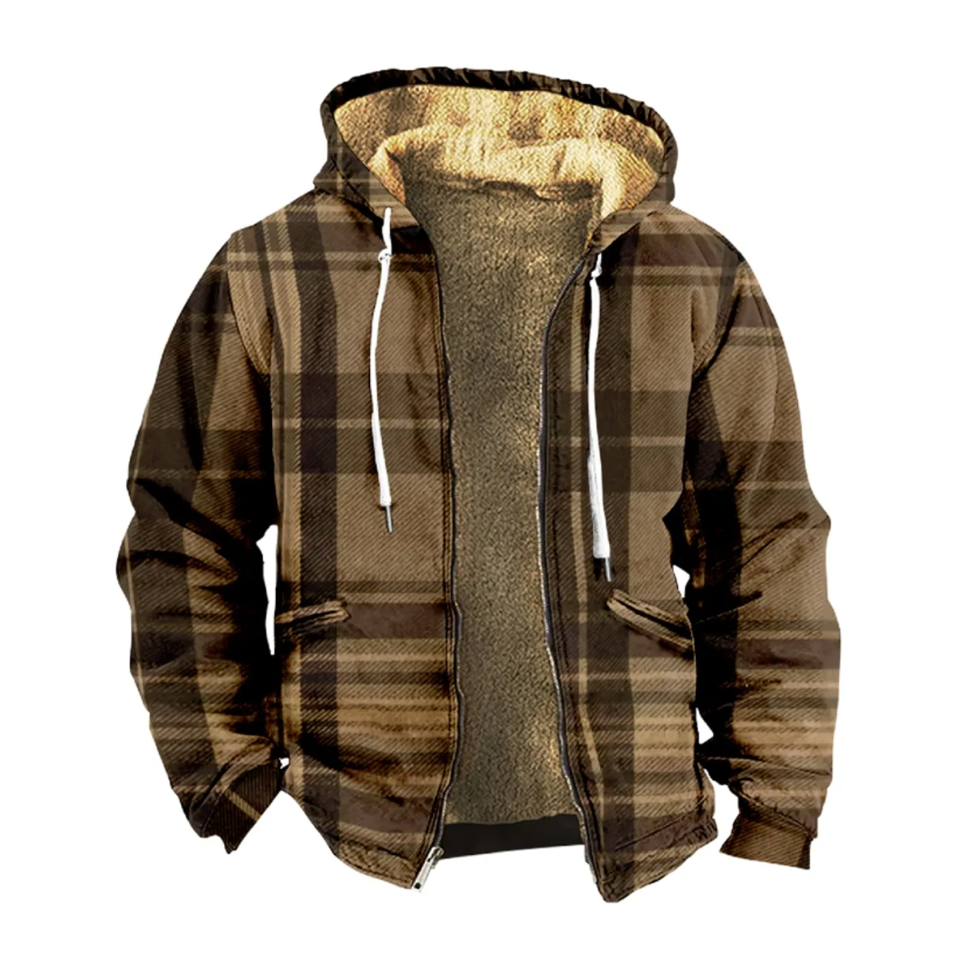 Cardigan Homme à Fermeture éclair - Torsadé Avec Doublure Polaire - Style Décontracté - Pour Automne/hiver - Plusieurs Tailles