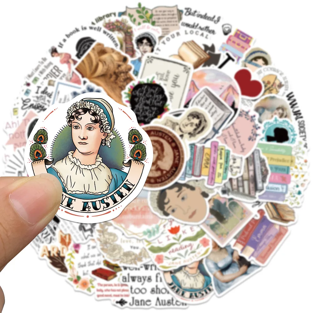 

50pcs Novelist Jane-Austen Graffiti Stickers Classic Novel Phrase Decal for Scrapbooking Stationery Phone Diary Toy Wholesale
