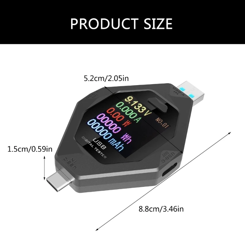 Type C USB Tester USB C Power Delivery Testing Tool For Accurate Voltages Current, Power Readings Detector
