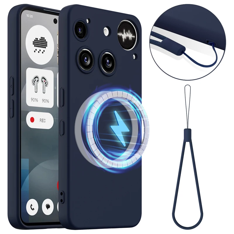 Magnetic Soft Silicone Protective Phone Case with Microfiber Lining and Strap