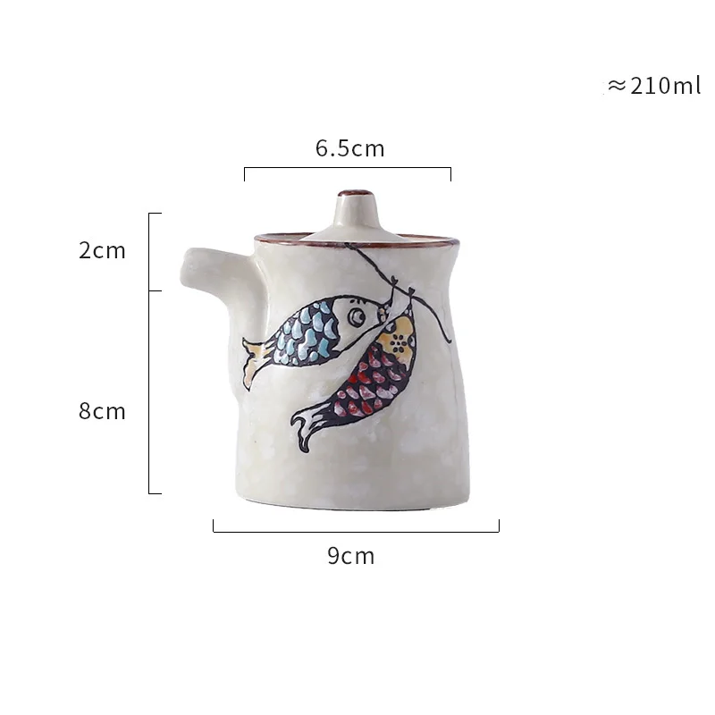 japonez retro pictat manual ceramică chili ulei borcan sare cutie de condimente oțet sos de soia sticla borcan de condimente combinație de sezon