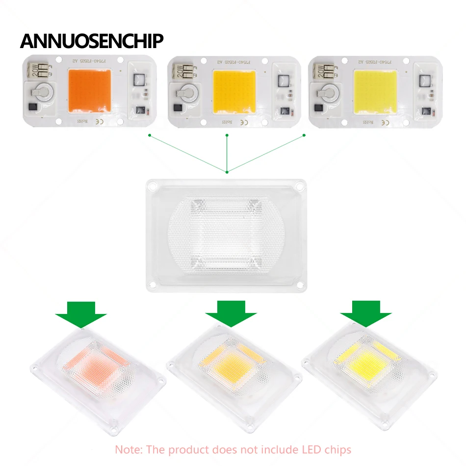 90 120 LED COB Chip PC Lens Reflector Spotlight Cup Waterproof Sealed Silicone Ring Lamp Cover DIY Plant Growth Floodlight