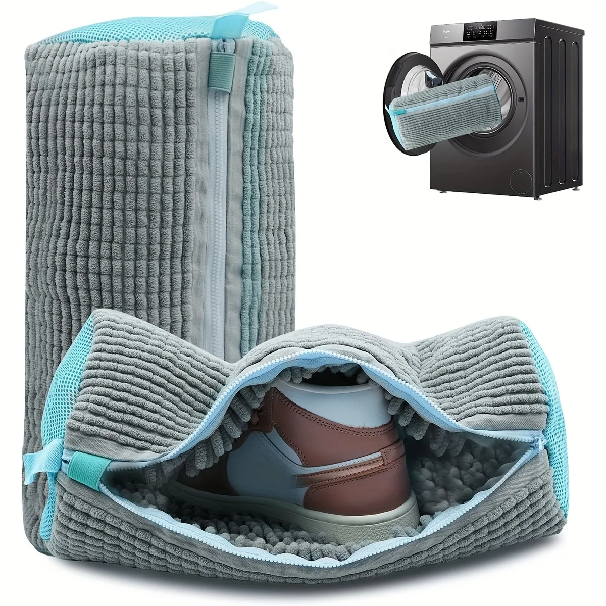 Fluffy Fiber 360° Surround Cleaning Shoe Washing Bag – Reusable Durable Machine-Washable Laundry Bag with Zipper Closure(1pc) BEST SELLERS