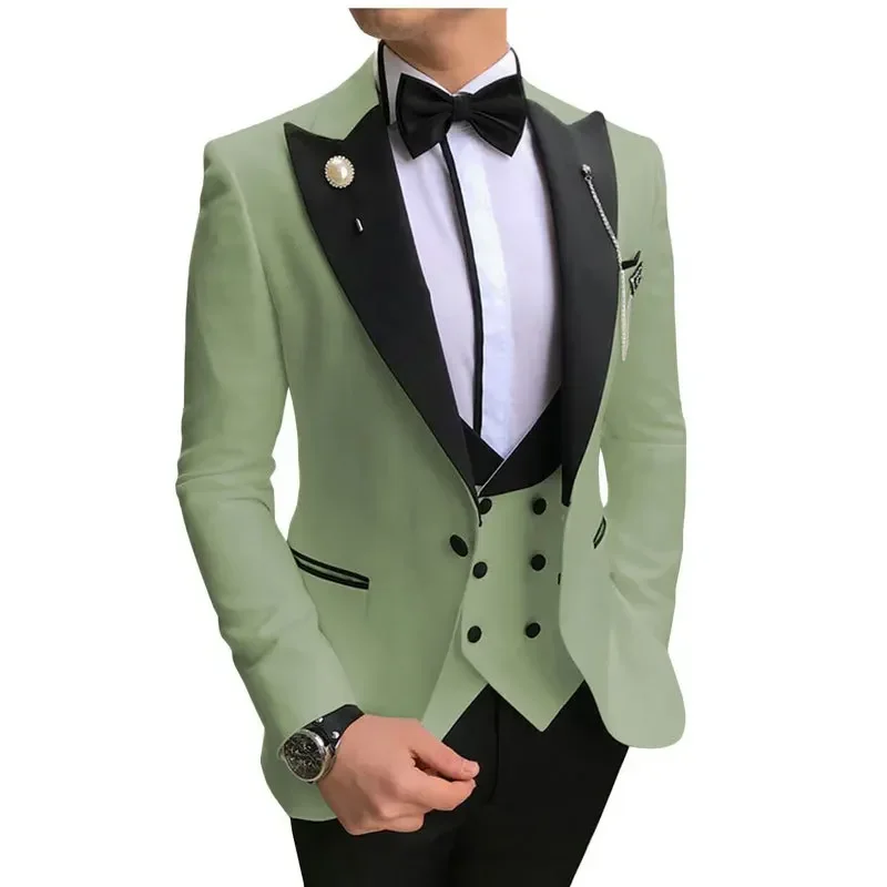 Fashion Business Casual Men Suits 3 piece Groom and Groomsman Wedding Banquet Suit (suit+vest+trousers)
