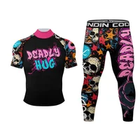 Nouveau crâne MMA Compression Rashguard T-Shirt + ensemble short et haut Bjj protections Jiu Jitsu chemises Muay Thai entraînement boxe vêtements costume 5