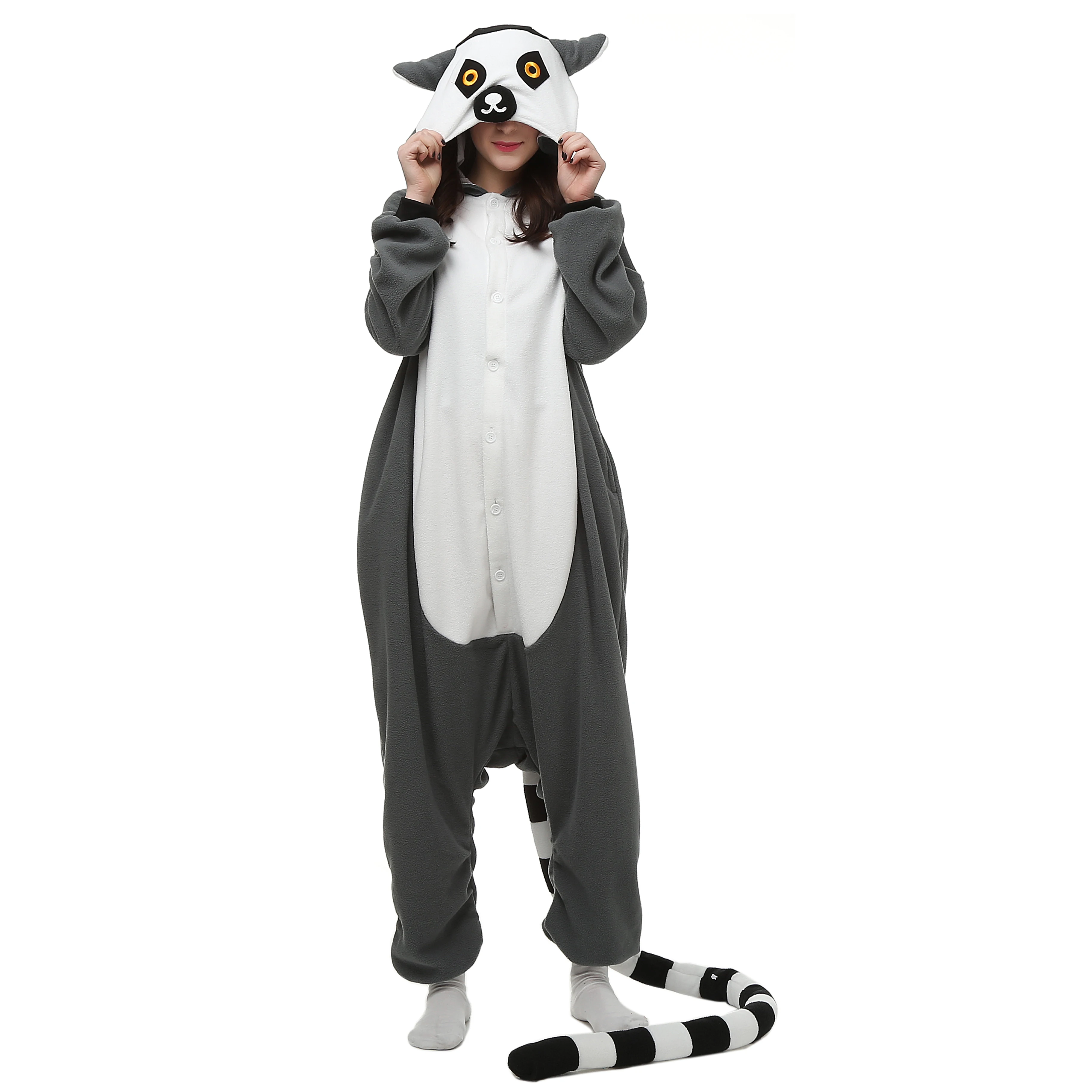 Cosplay costumes kigurumi pajamas Lemur onesies monkey kigurumi for women men adult animal pyjamas cartoon pajamas homewear Halloween