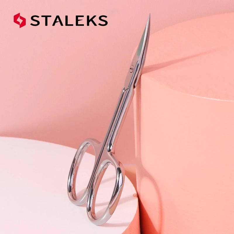 STALEKS Stainless Steel SC-11-1 Dead Skin Scissors Russian Manicure Pre-treatment Bending Eyebrow Scissors Care To Remove Barbs 2