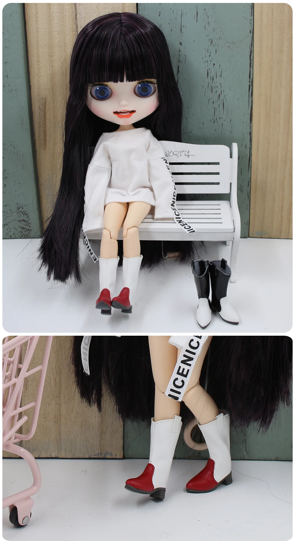 Neo Blythe Doll Leather Chunky Heels Boots 2