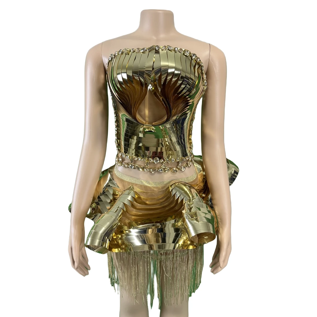 

Gold Sequin Party Birthday Stage Performance Sexy Costume For Women Las Vegas Carnival Rave Festival Dancer Drag Queen Outfit