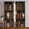 2pcs, Minimalist Curtains 2D print The story of the cat and the book Machine Washable Polyester (without rod) Art Deco Festive 1