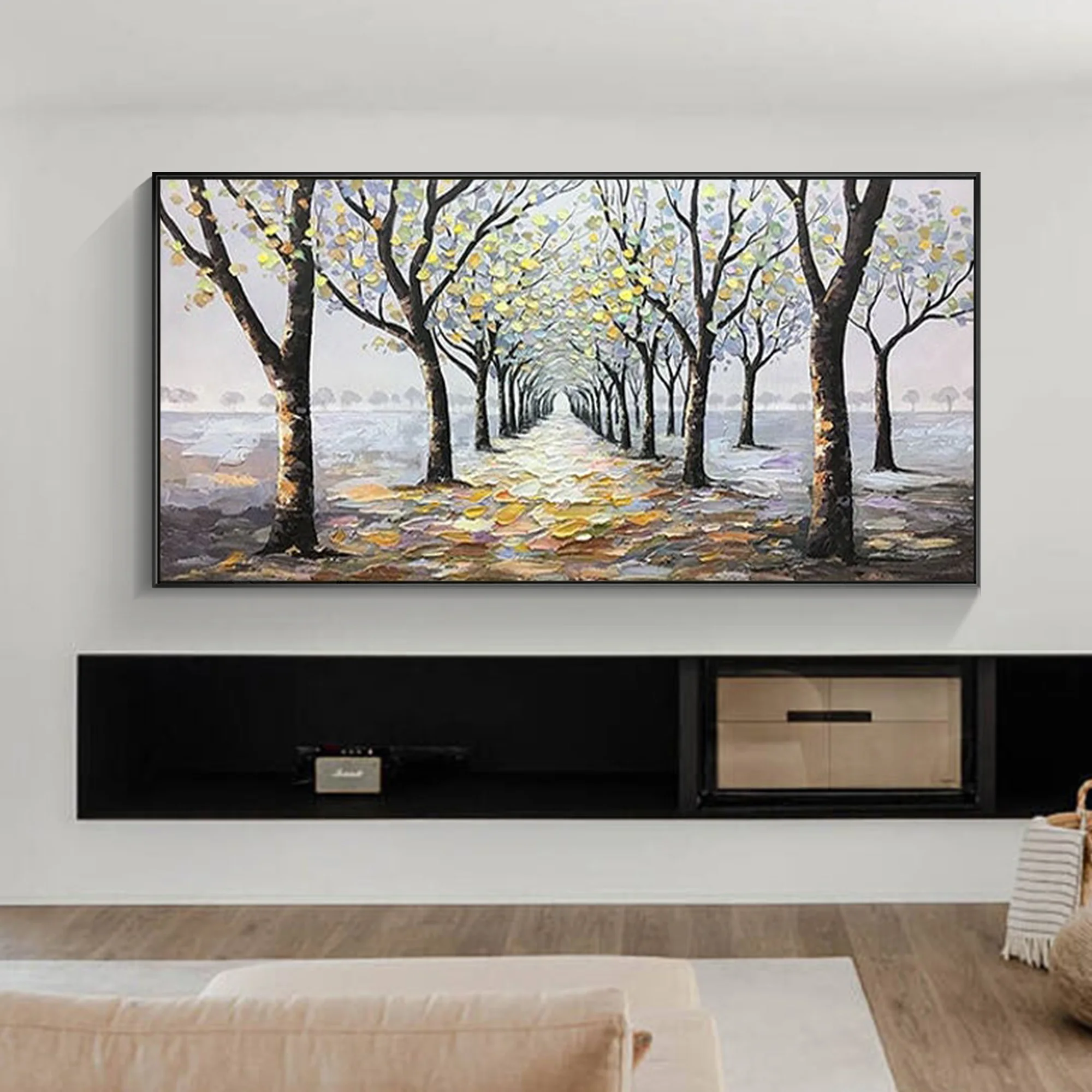 

Palette Knife Brown Acrylic Tree Textured Painting On Canvas Large Wall Art Modern Home Wall Decor Interior Decoration