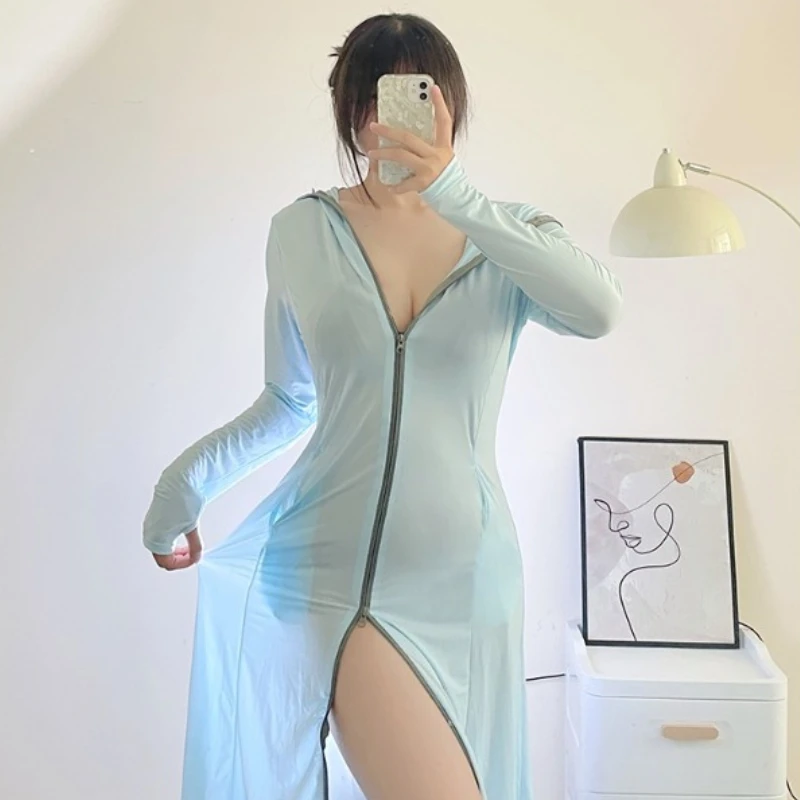 Ropa interior Sexy transparente para mujer, protección solar de cuerpo