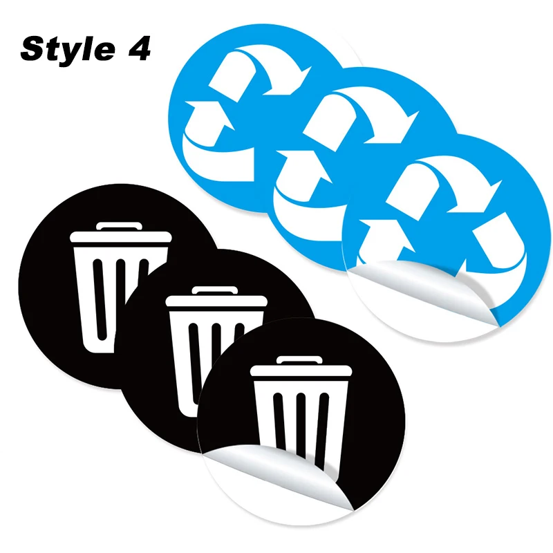Trash can sticker 6 Pcs 5inch PVC trash bin classification sticker home self-adhesive is recyclable classification sign trash can decal