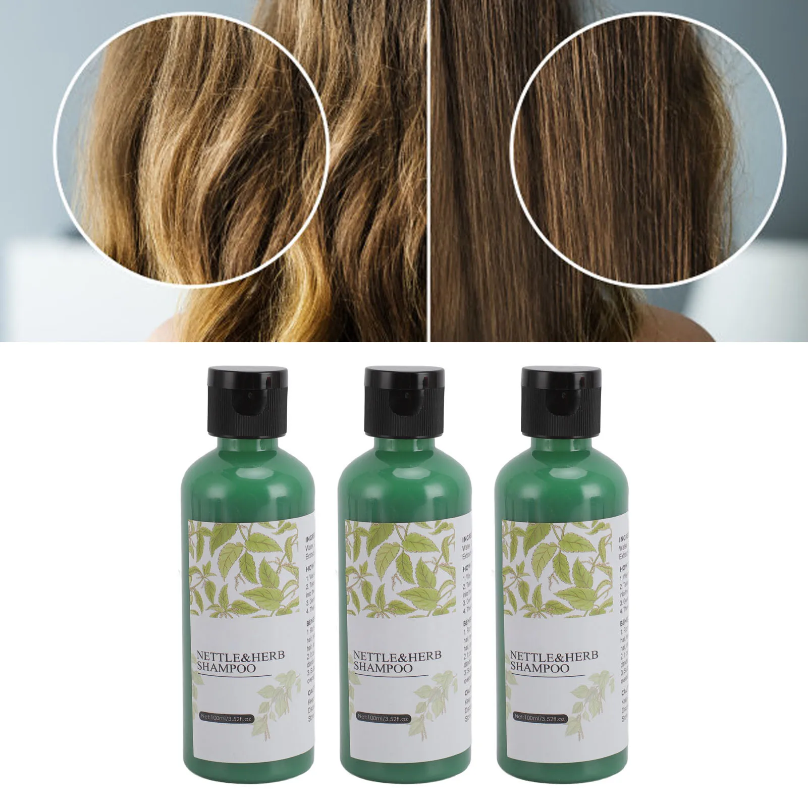 Nettle Herb Shampoo 3pcs 100ml Cleaning Strengthening Hair Root Herb Nourishing Hair Shampoo