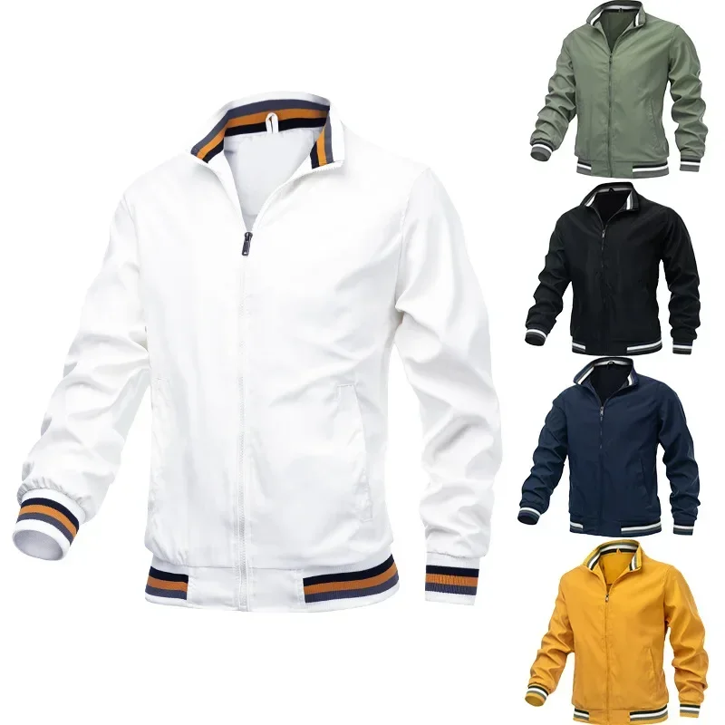 

2023 Spring and Autumn Men's New Simple and Fashionable Sweatshirt Waterproof and Wear resistant Standing Neck Zipper Jacket