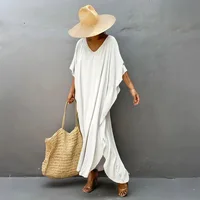 Plus Size Womens Caftan Plus Size Kaftans Casual V Neck Caftans Long Soft Beach Maxi Dress for Summer - Image 5