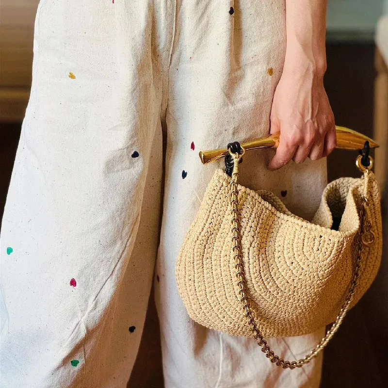 Hollow Out Tote Bags For Women Luxury Designer Handbag Purse New Weave big Shoulder Straw Beach Bag