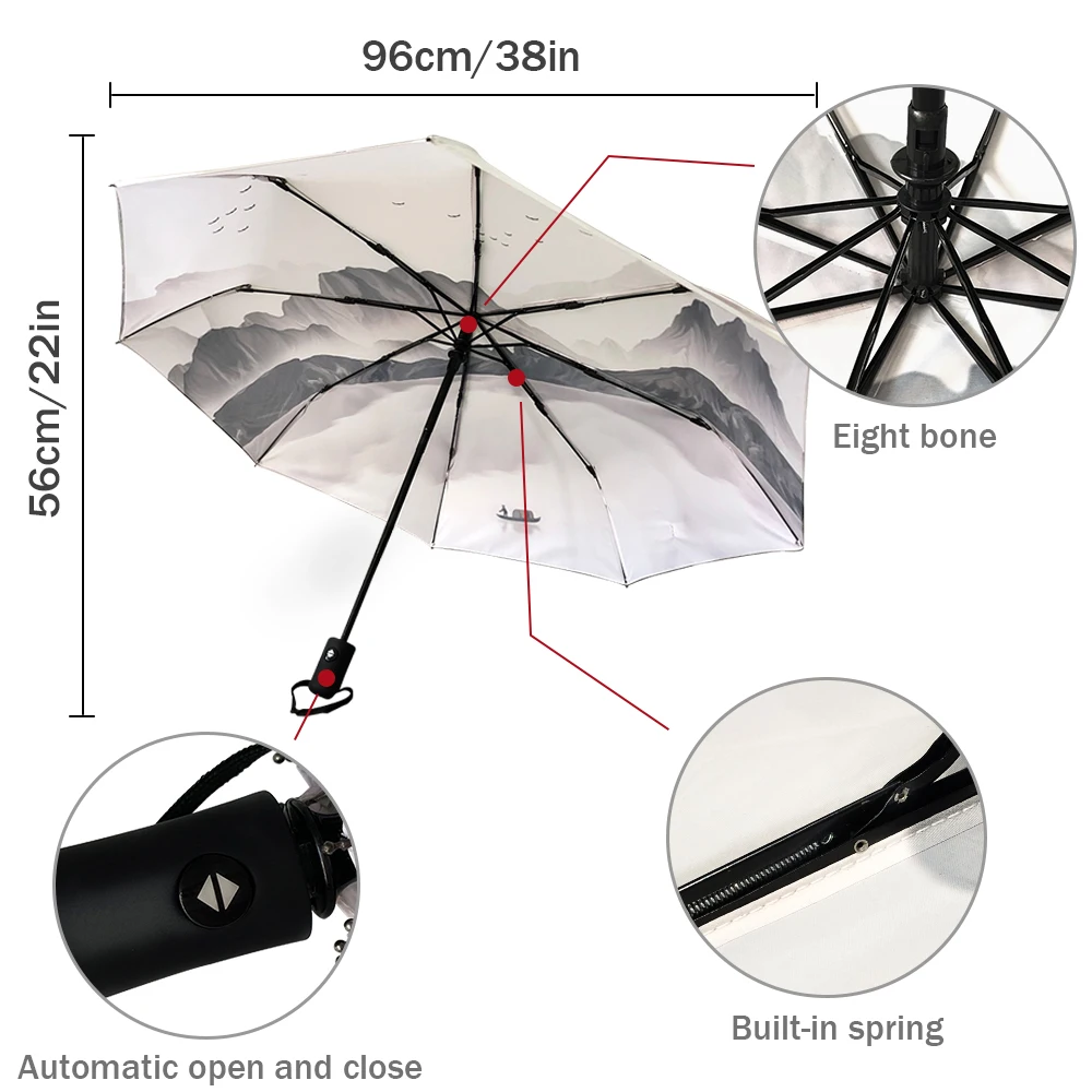 Red-Ripples-Three-Dimensional-Abstract-Automatic-Parasol-Folding-Umbrella-Male-Women-Printed-Umbrella-Lightweight-Rain-Gear.jpg Vörös Hullámok Háromdimenziós Absztrakt Automatikus Parasol Összecsukható Esernyő Férfi Nők Nyomtatott Könnyű Esőfelszerelés - Image 6