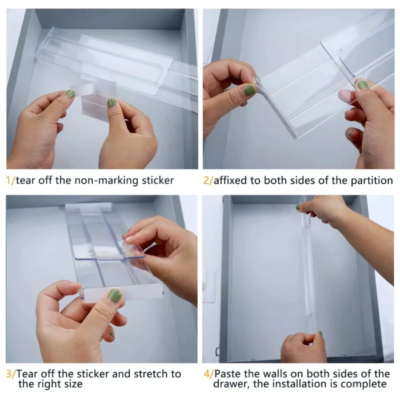 Drawer Dividers Organizers Adjustable Plastic Drawers Separators for Clothing Kitchen Utensils Makeup Office Storage - 3