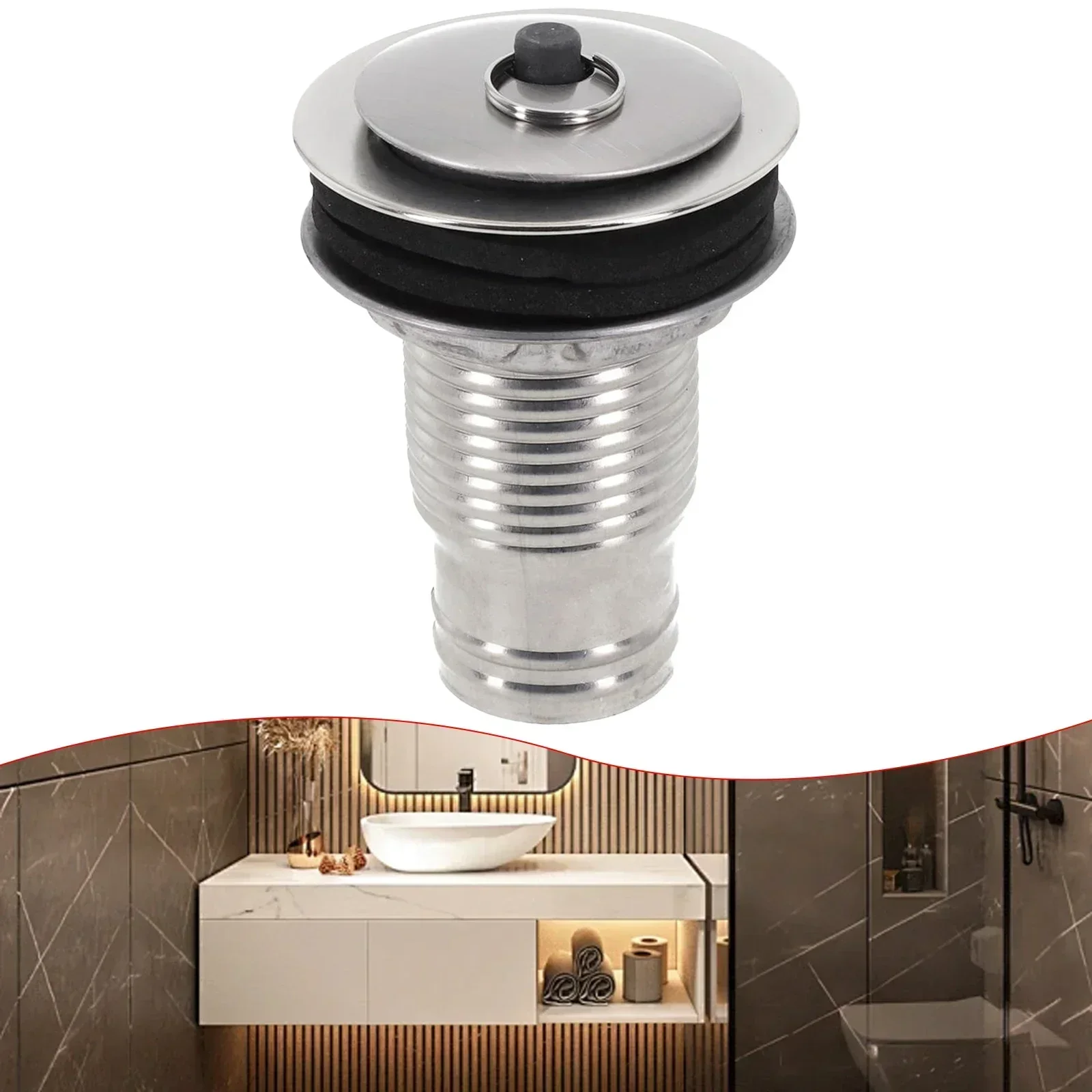 Bathroom Pool Sink Drain Plug Drain Filter 60mm Button Durable Sink Plug Stainless Steel Waste Stopper