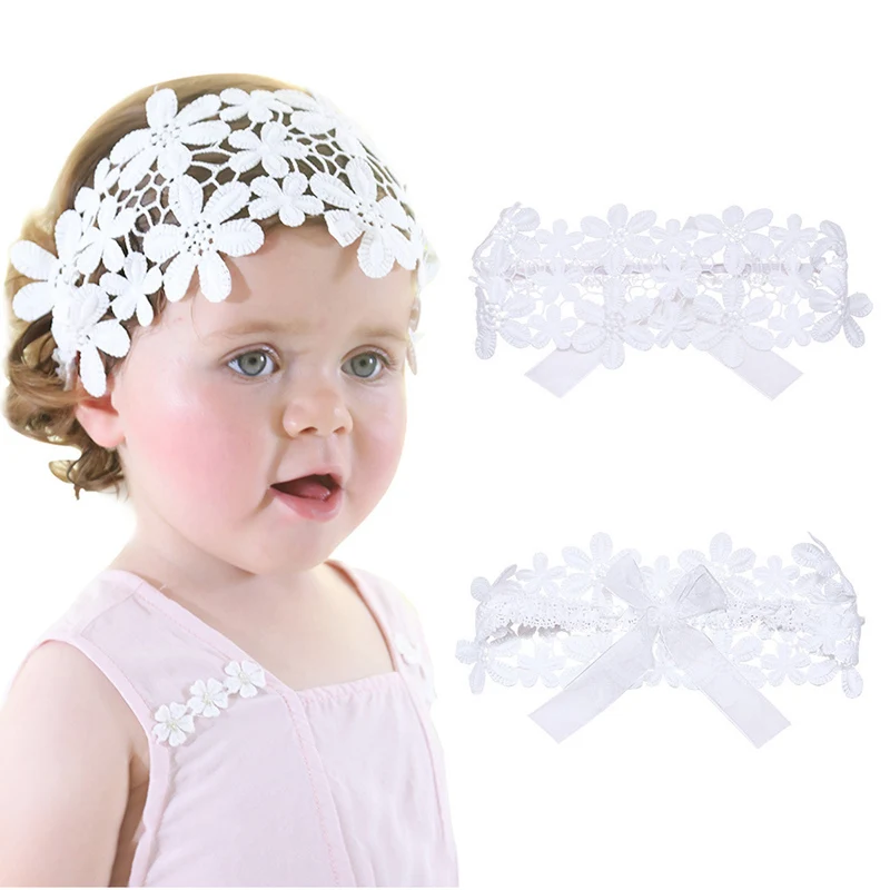

Infant Baby Girl Lace Headbands Soft Elastic Bow Flower Headband Photo Props Hair Accessories for Girls