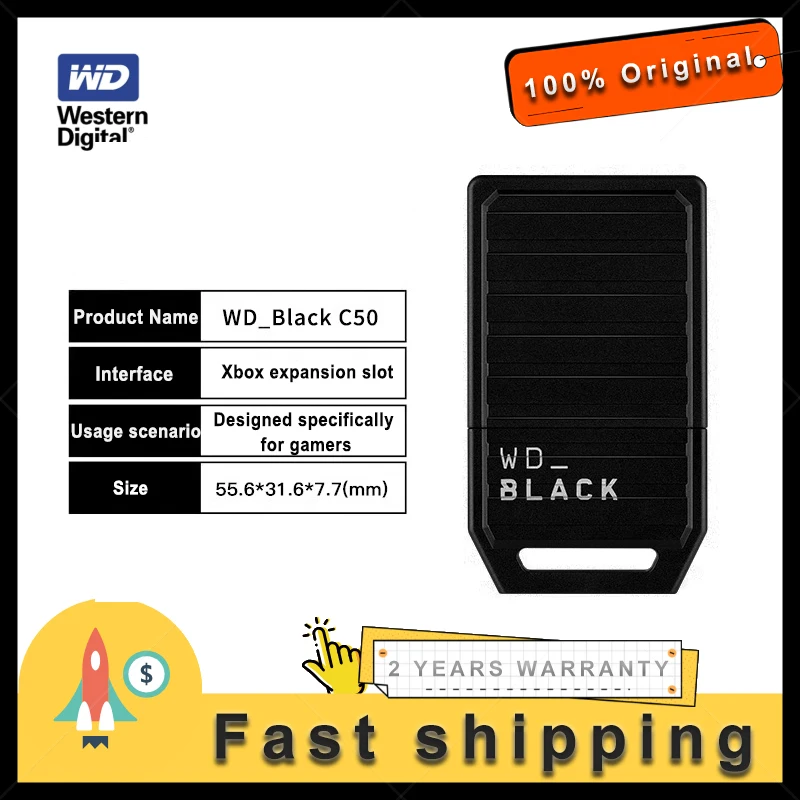 Xbox 시리즈 X용 Western Digital WD BLACK 512GB 1TB C50 스토리지 확장 카드 | S - 빠른 재개 플러그 앤 플레이 - 솔리드 스테이트 드라이브