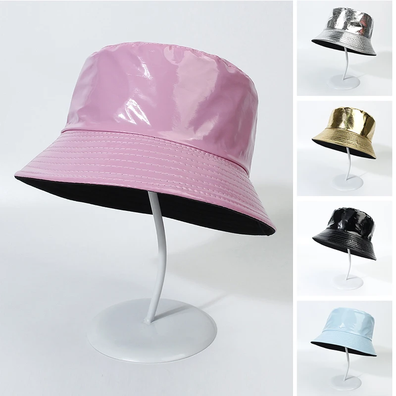 Fashion Leather Bucket Hat For Women And Girls Panama Cap Style_voghion.com