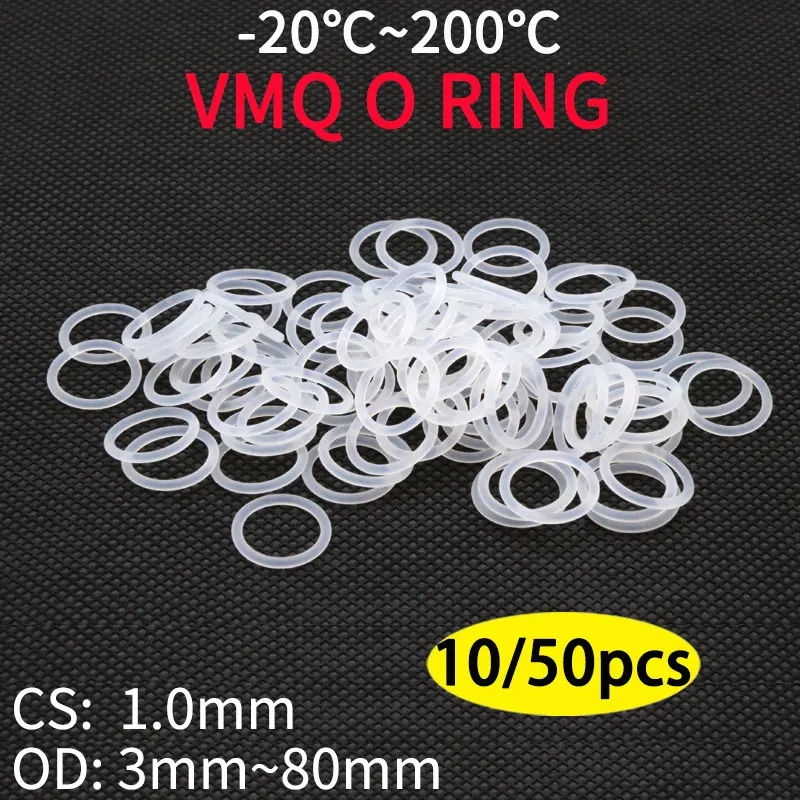 10/50pcs Vmq O Ring Seal Gasket Cs 1mm Od 5 50mm Silicone Rubber