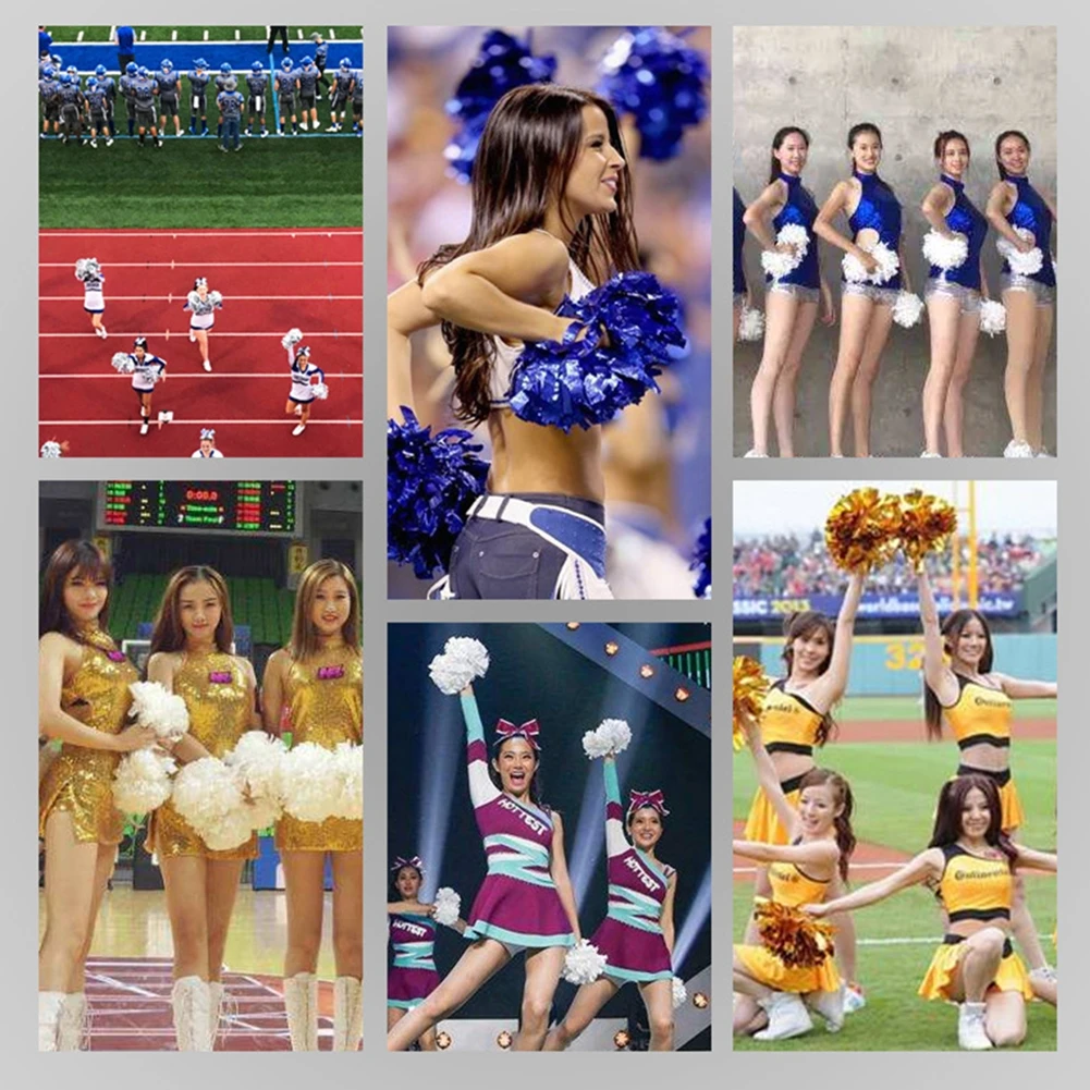 Flower Ball Cheerleader Pom Poms Flower Ball Handle 1PC Rainbow Colorful Refueling Props cheerleading pom poms