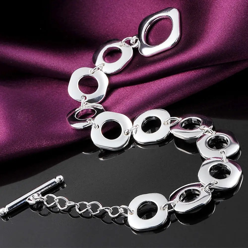 Hot 925 Sterling silver Bracelets classic fashion Square chain for woman Wedding party Christmas Gift high quality Jewelry gold dubai african wedding party square jewelry set stainless steel jewelry set high quality simple woman jewelry gift