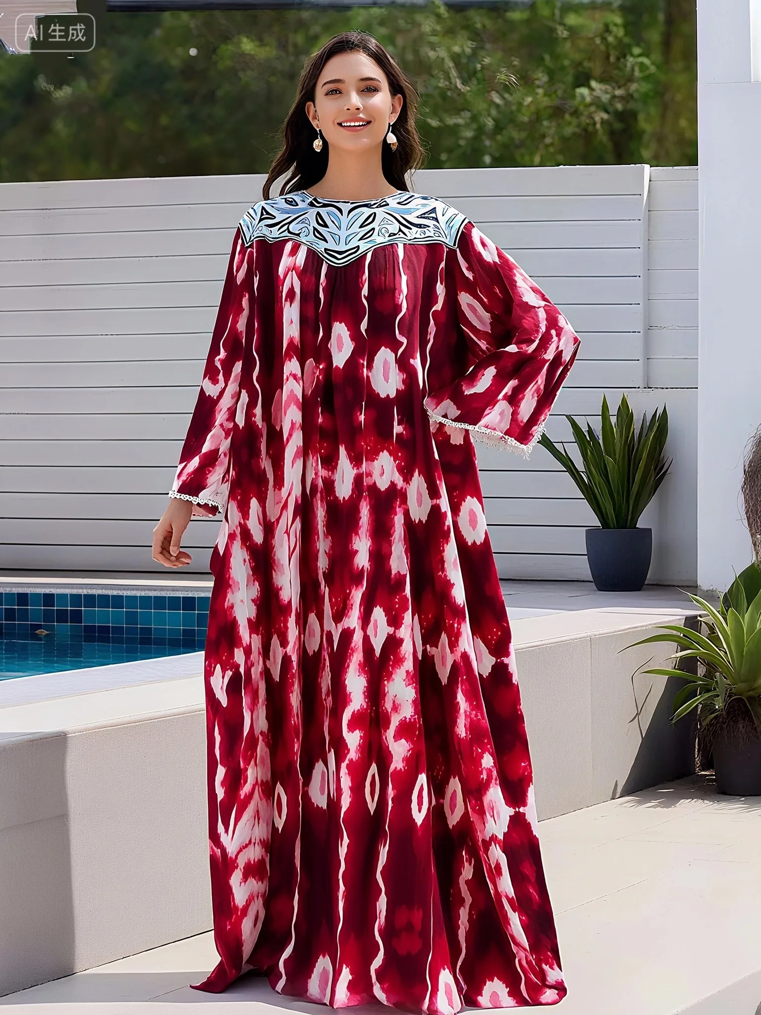 2025 Latest Party Dress Printed Pure Cotton Women Long Dress Dubai Casual Holiday Fashion Party Dresses African Abaya Clothing 3