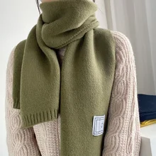 

Korean Winter Wool Knitted Women Scarf Female Scarves Solid Color Long Scarf Bandana Warm Couple Shawl Wrap Clothing Accessories