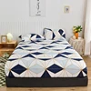 Bonenjoy 1pc Fitted Sheet Plaid Style Bed Cover Elastic Bed Sheets for Home Single/Double/Queen Size Bed Linen (No Pillowcase) 2