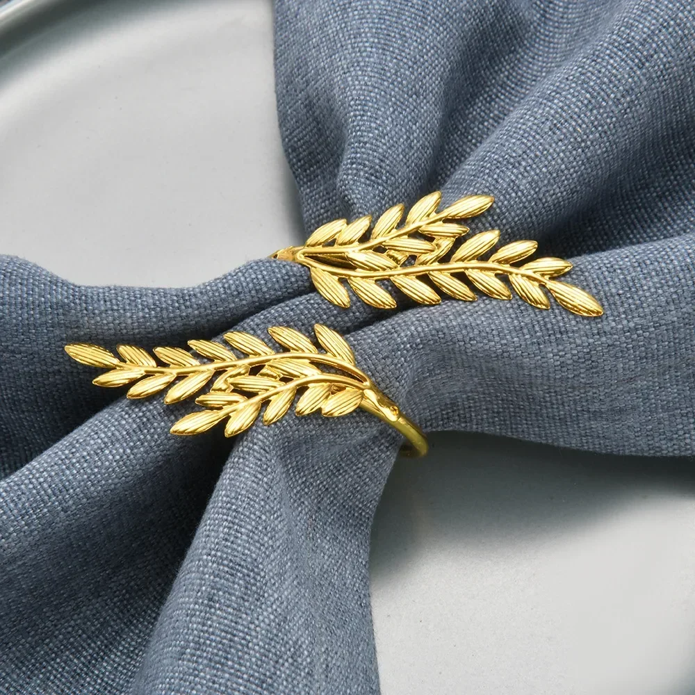 1/6/12Pcs Gold Leaf Napkin Rings Fall Napkin Holder for Christmas Thanksgiving Wedding Dinnig Table Decoration