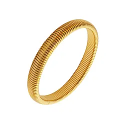 18K Gold Plated Waterproof Stainless Steel Retro Elastic Bracelet - Trendy Unisex Jewelry (Gold 8mm 60mm)