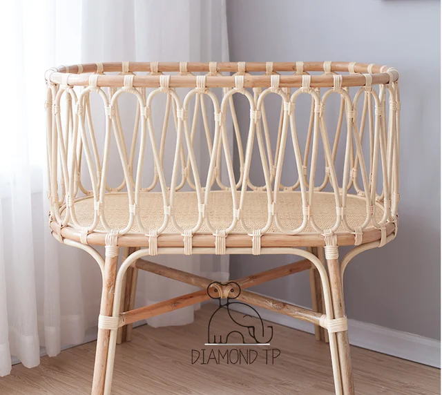 Gy Roman Baby Rattan Bed French Natural Retro Style Handmade Tasteless  Rattan Woven Children's Bed Babies' Bed Cradle - Figurines & Miniatures -  AliExpress