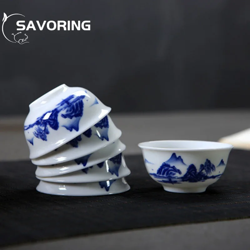6pc/lot 35ML Chinese Kung Fu Tea Set Ceramic Master Cup Jade White Porcelain Tea Cup Small Bowl Household Teacups Water