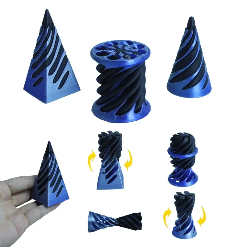 Fidget Toys Anti Stress Toys Mini Fingertip Toy Spiral Cone 3D Printed Highpass Stress Reducing Toys Fidget Desk Gadgets Technological Rotating Relieve Stress-Relieving Adults