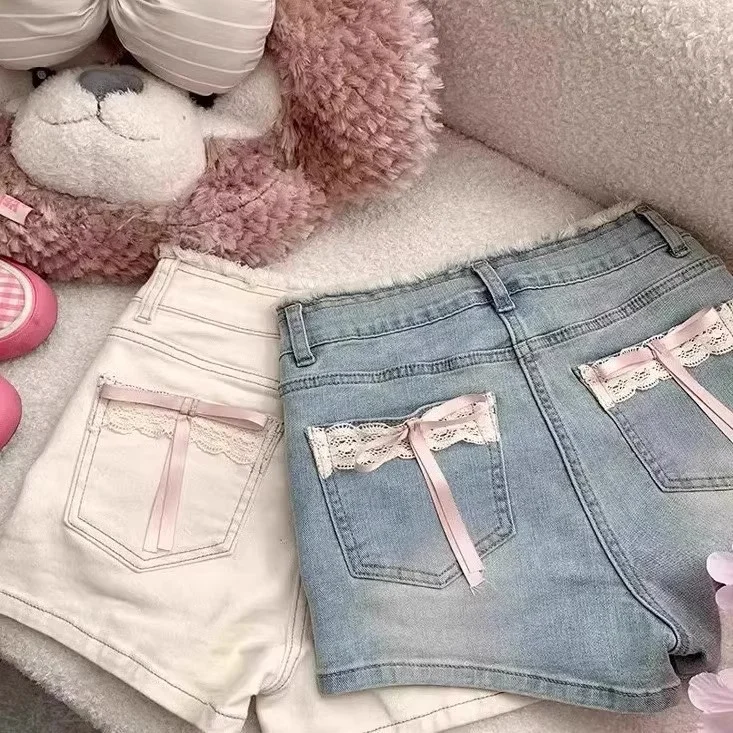 Summer Lace Denim Shorts - Detail View 4