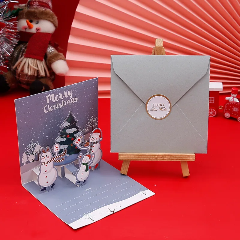 3D Pop Up Christmas Greeting Cards with Envelopes – Folding Message Cards Featuring San... - SKU PCGC0953 - UGI Packaging